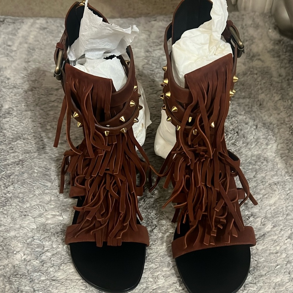 Giuseppe Zanotti Suede Studded Accents Gladiator Sandals